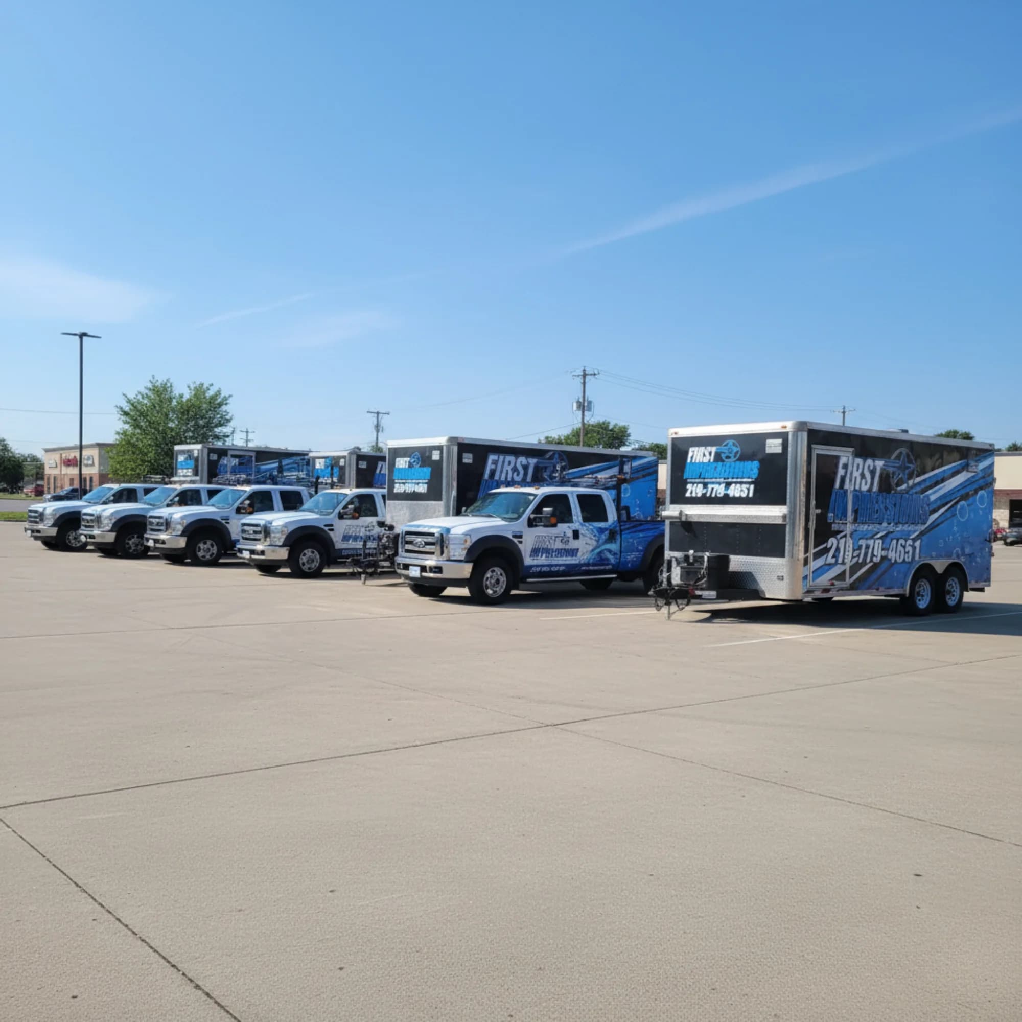 First Impressions fleet of commercial power washing trucks